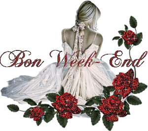 Gif animé bon week-end femme et roses